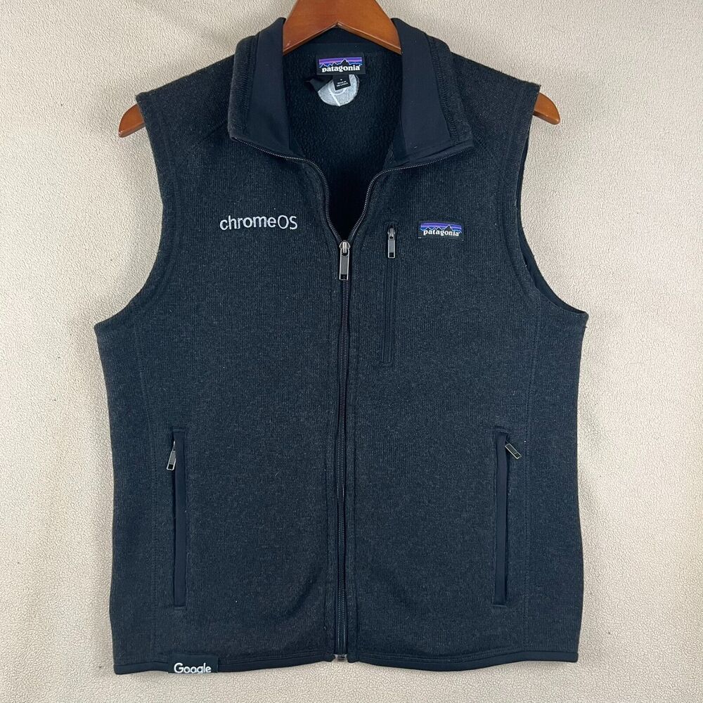 Patagonia Better Sweater Vest Men’s Sz SM Full Zip Black ChromeOS Google Branded